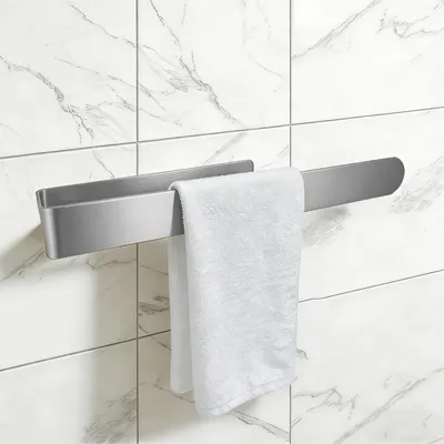 Image de Porte-serviettes argenté, sans perçage, 35 cm, en acier inoxydable SUS304, pour salle de bain ou cuisine