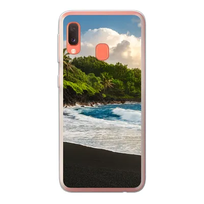 Produktbild von MuchoWow® Handyhülle Schutzhülle Hülle für Samsung Galaxy A20e Ein schwarzer Sandstrand auf Hawaii Silikon Softcase Handy Hülle - Abdeckung
