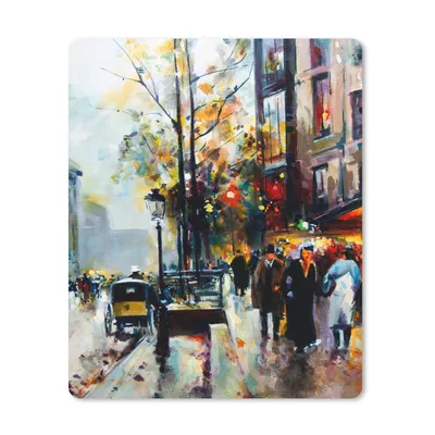 Produktbild von MuchoWow® Mauspad Mousepad Gemälde - Stadt - Öl 30x40 cm - Mousepads - Maus Mat - Pad - Mausunterlage - Mausmatten