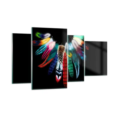 Produktbild von Bilder auf glas - Vogel Feder Farbe Komposition - 120x70cm - Glasbilder - Wandbilder - Kunstdruck - zum Aufhängen bereit - Wanddekoration aus Glas - Glas Bilder - Wandbild auf Glas - GDL120x70-2932