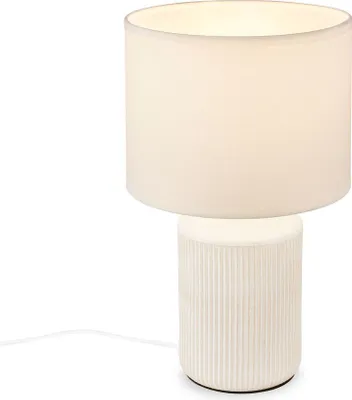 Produktbild von Briloner Ino Tischlampe, Stoffschirm, Kabelschalter, Keramikfuß, Weiß, Ø22 x 37,5 cm