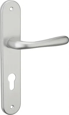 Image de Ensemble de poignées pour porte d'entrée Pelope trou de cylindre, carré 7mm, entr'axes 195mm, argent - THIRARD