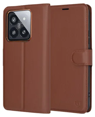 Obrázek produktu pro Techsuit Leather Folio Book Wallet Flip Cover pro Xiaomi 14 Pro - Brown