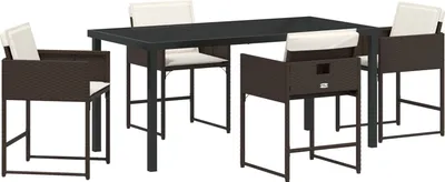 Produktbild von Möbel 5-teiliges Garten Essset mit Kissen Braun Poly Rattan - Gartenstühle 3380018
