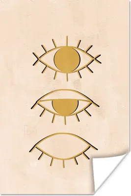 Produktbild von MuchoWow® Poster Boho - Augen - Gold - Abstrakt 120x180 cm - Kunstposter