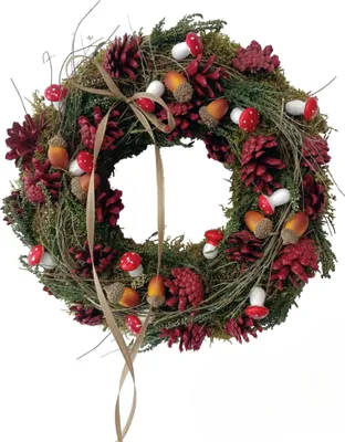 Produktbild von Türkranz Herbstkranz ca. Ø30cm mit Fliegenpilz CreaFlor Home