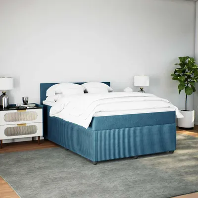 Produktbild von vidaXL Boxspringbett mit Matratze Blau 140x190 cm Samt