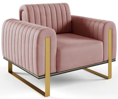 Produktbild von Selsey Parissa - Sessel, Samt Rosa goldene Füße, 106 cm