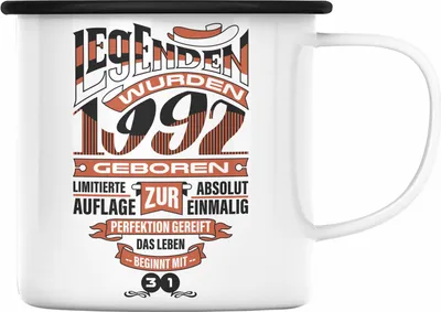 Produktbild von TRENDATION 30. Geburtstag Emaille Tasse Frau Mann Geschenk 30er Geschenkidee 30 Mutter Vater (Schwarz)