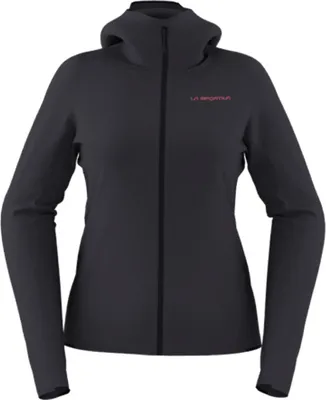Dunkelgraue Chill Thermal Hoody von La Sportiva; geeignet als Midlayer für Damen.