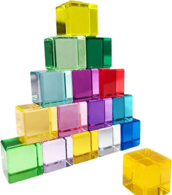 Produktbild von 16-teiliges Regenbogen Bauklötze Set, Bunte Acryl, Lernspielzeug, Sicher, Für 3+ Jahre