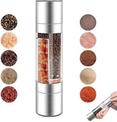 Obrázok produktu pre Mlynček na korenie Doppelkopf Stahlmühle, súprava mlynčekov 2 v 1, mlynček na soľ a korenie Doppelkopf, ručný mlynček na soľ a korenie, mlynček na soľ