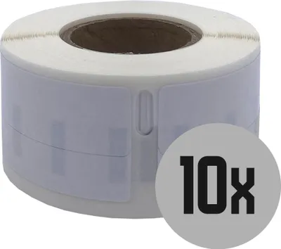 Produktbild von DULA Etiketten - Kompatibel mit Dymo Compatible labels - Weiß - 99017 - S0722460 - Hangmapetiketten - 10 rollen - 21 x 51 mm - 220 labels per rol
