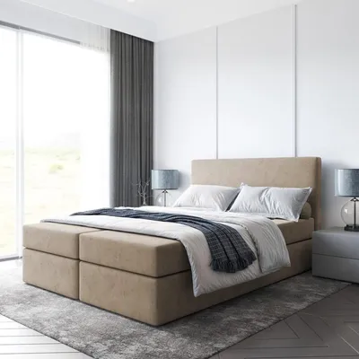Produktbild von Bett, Boxspringbett BERG mit Bonell-Matratze OHNE Topper, 2 Bettkästen, Doppelbett, Stauraum, 180x200 cm (Cappuccino - Itaka 48)