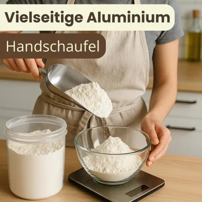 Produktbild von Aluminium Abwiegeschaufel 2500 ml Rund Futterschaufel Alu Mehlschaufel Eisschaufel Handschaufel Gewürzschaufel Dosierschaufel Abfüllschaufel