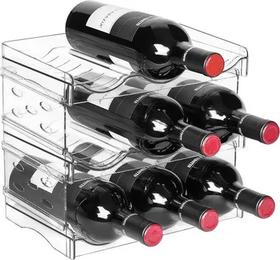 Produktbild von Kühlregal Fächerbarer Weinflaschenhalter Weinregal Wein, Weinflaschenorganizer, Weinflaschenhalter Küche für Kühlregal, Regal, Büro (3 Stücke 9 Flaschen)