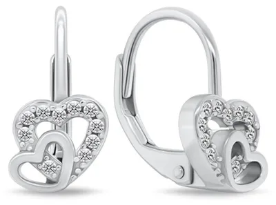 Immagine prodotto di Orecchini in argento con zirconi a forma di doppio cuore, modello EA1275W