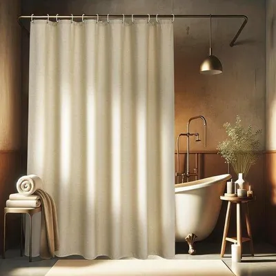 Produktbild von Famanu Duschvorhang mit Leinenstruktur - 180 x 200 cm, beige