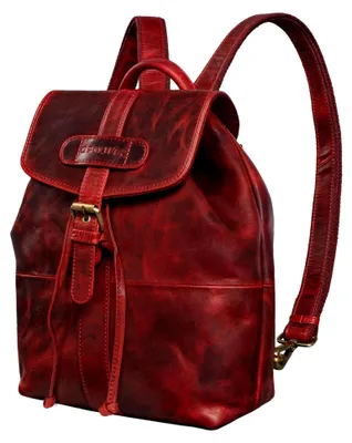 Produktbild von Ranger Vintage Rucksack aus Leder für 13,3 Zoll Laptops - Robuster und eleganter Retro-Rucksack in Rot