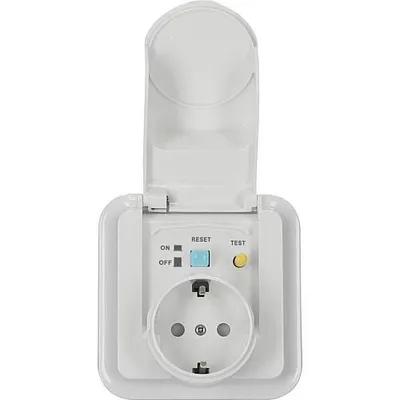 Zdjęcie produktu dla Gniazdko FI K44EUJFI30/04 podtynkowe IP44 z klapką 30 mA 230 V