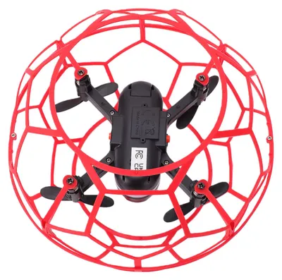 Produktbild von 2,4-GHz RC-Fußballflugzeug, 6-Kanal-Drohne mit Fernsteuerung ohne Kopfmodus, Gyroskop, Ein-Knopf-Start/Landung, LED-Leuchten, einstellbare Geschwindigkeit, rot