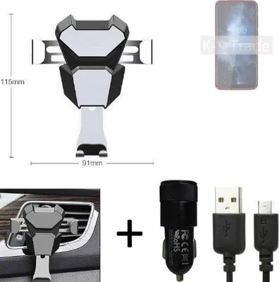 Produktbild von K-S-Trade KFZ Halterung kompatibel mit BQ Mobile BQ-6061L Slim Halterung Lüftungshalterung Lüftungsschlitz schwarz-silber Autohalterung Handy inkl.