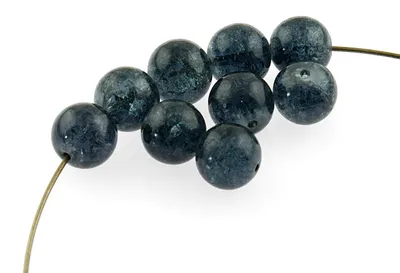 Produktbild von Vintageparts Crackle Glasperlen grau rund 12mm, 10 Stück