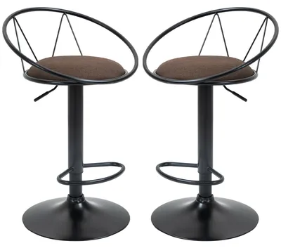 Immagine prodotto di Set 2 Sgabelli da Bar 51x46x78/100 cm in Metallo Nero e Marrone