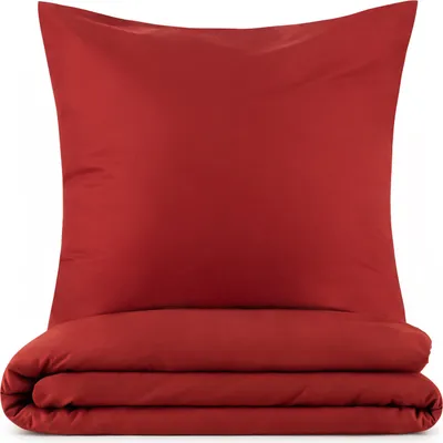 Produktbild von Blumtal Bettwäsche 135x200cm + Kissenbezug 40x80cm - Mikrofaser Bed Sheets 135x200cm - 2-er Set Bettwäsche Dunkelrot