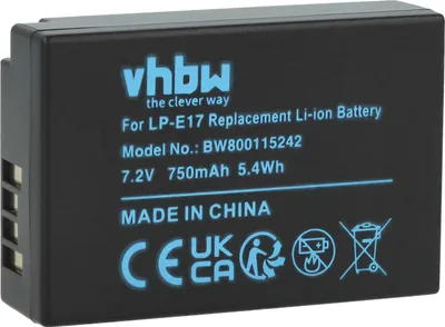 Produktbild von vhbw Akku kompatibel mit Canon EOS RP, Rebel T6s, Rebel T6i, Rebel T7i Kamera (750 mAh, 7,2 V, Li-Ion)