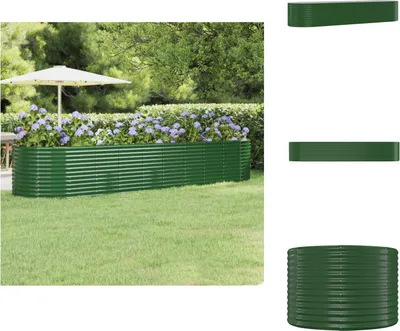 Immagine prodotto di vidaXL Letto rialzato in acciaio verniciato a polvere 396x100x68 cm Verde - Vasi e fioriere