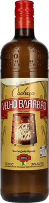 A bottle of Cachaça Velho Barreiro.