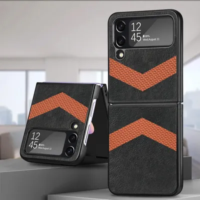 Obrázok produktu pre Pre Samsung Galaxy Z Flip4 5G Koženkové puzdro / puzdro na mobilný telefón s V-vzorom