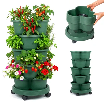 Obrázek produktu pro Stohovací věž pro rostliny na kolečkách