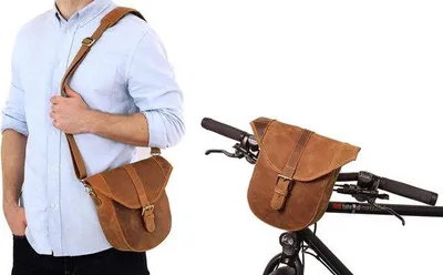 Produktbild von Schultertasche für Fahrradfahrer inkl. Schultertasche, Handtasche, braunes Leder