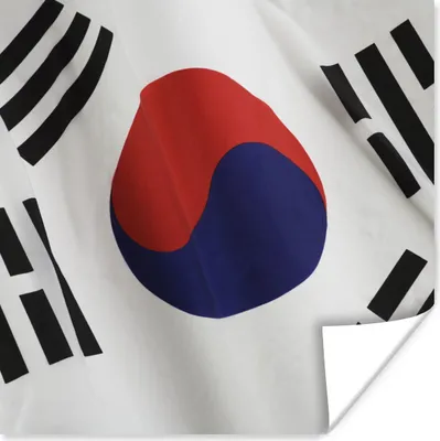 Produktbild von MuchoWow® Poster Nahaufnahme der Flagge von Südkorea 50x50 cm - Wohnzimmerdekoration