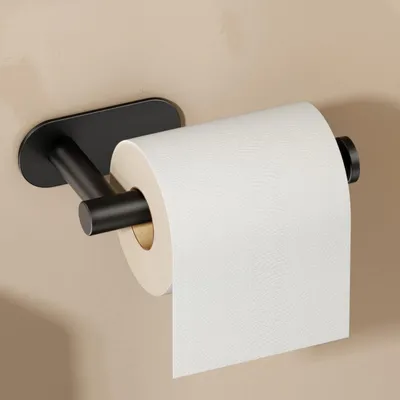 Produktbild von Bohrfreier Toilettenpapierhalter, selbstklebender Toilettenpapierhalter, Toilettenpapierhalter aus Edelstahl SUS 304, Toilettenpapierhalter für das Badezimmer (matt schwarz)