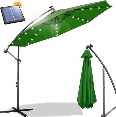 Produktbild von Sonnenschirm 300/350 cm mit Kurbel| Ampelschirm mit Ständer | Gartenschirm Sonnenschutz UV-Schutz Aluminium | Kurbelschirm Marktschirm wasserdicht für Garten