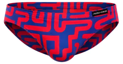 Image de MODUS VIVENDI Labyrinth Bazil Cut Brief Red/Blue - 1x Taille XL