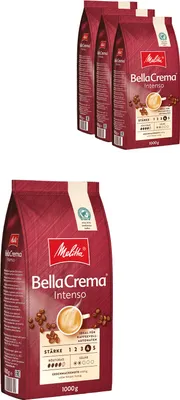 Produktbild von MELITTA Ganze Kaffeebohnen BellaCrema Intenso 4 x 1000 g starkes Aroma intensiv