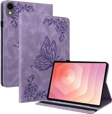 Produktbild von Für Samsung Galaxy Tab S11 Schmetterling Muster Kunstleder Hülle Tasche Lila