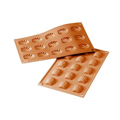 Immagine prodotto di Silikomart Muffin tin Madeleine 15er 4,4cmx3,4cm H 1cm silicone, terracotta