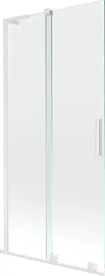 Produktbild von Mexen Velar L Badewannenabtrennung 2-flügelig verschiebbar 90 x 150 cm, transparent, weiß - 896-090-003-01-20