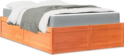 Produktbild von Möbel Bett mit Matratze Wachsbraun 120x190 cm Massivholz Kiefer - Klassische Betten 3281954