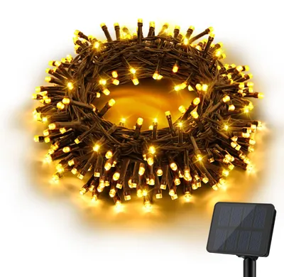 Solar-Lichterkette 12 m, 120 LEDs, IP65, 8 Modi, warmweiß