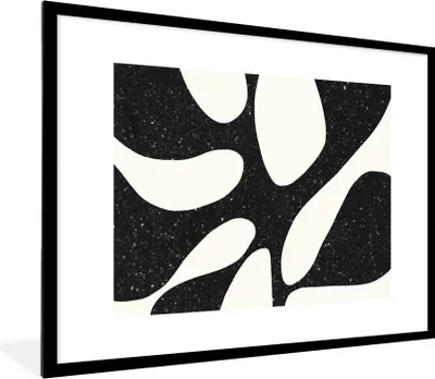 Produktbild von MuchoWow® Gerahmtes Poster Pflanze - Schwarz - Minimalismus 80x60 cm - Poster mit Schwarzem Bilderrahmen Wandposter Rahmen Foto Bilder - Schlafzimmer-Dekorationen - Fotoposter