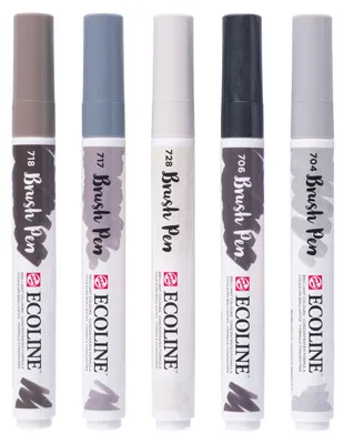 Image de Ecoline Brush Pen set Shadow, 5 couleurs