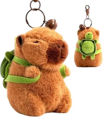 Image de Flamenco Mystique Capybara porte-clés en peluche avec sac à dos tortue pour les amoureux des animaux BRL361