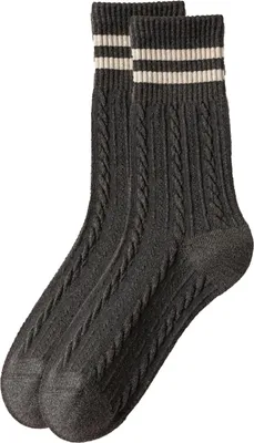 Produktbild von 1 Paar Damensocken mit Rippbündchen, gedrehter Struktur, schweißabsorbierend, elastisch, Herbst/Winter, mittelhoch geschnitten, dick und warm