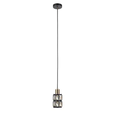 Zdjęcie produktu dla Lampa wisząca bursztynowe kryształy Menfi czarna 1xE27x40W metal wym:120x10x10cm IP20 Italux